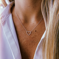 Cadena corazon calado - plata 925 (cod 20) (40 cm + 4 cm de extensor)