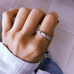 Anillo ojitos & corazones cubic - plata 925 (cod 42)