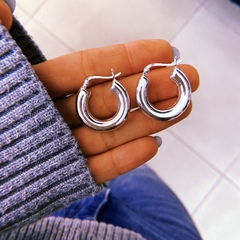 Argollas cubanas gruesas (2,5 cm) - Plata 925 (cod 69)