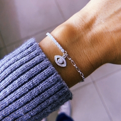 Pulsera eslabon brillo ojito - Plata 925 (cod 41)