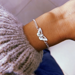 Pulsera mariposa - acero blanco (cod 16)