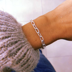Pulsera eslabón trabajado - acero blanco (cod 16)