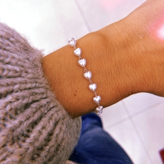 Pulsera corazones perlitas - acero blanco (cod 14)