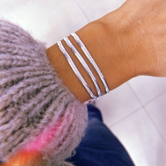 Pulsera cola de ratón triple - acero blanco (cod 21)