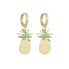 Argollas piña dorada - plata dorada (cod 75)