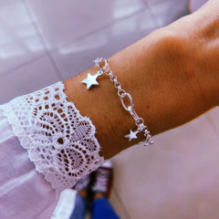 Pulsera estrellitas - acero blanco (cod 17)