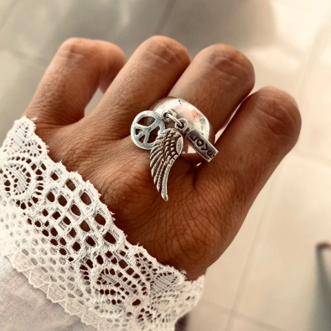 Anillo dijes alita - plata 925 (cod AND107)
