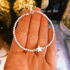 Pulsera bolitas estrella - plata 925 (cod 48)