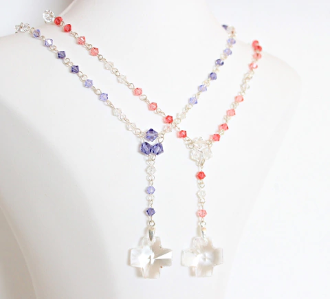 Rosario 4 mm (salmón - violeta) - cristal & plata 925 (cod 158)