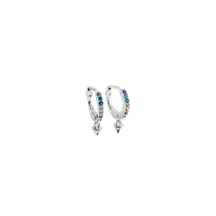 Mini argollitas multicolor pendulo (0,9 cm) - plata 925 (cod 18)
