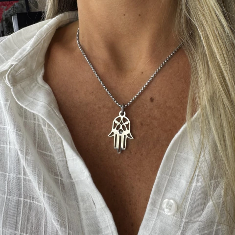 Cadena & mano fatima calada - acero quirúrgico (cod 25) - comprar online