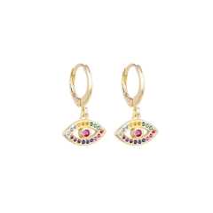 Aro ojito multicolor - plata dorada (cod 34)