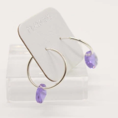 Argollas monedita pasante - cristal & plata 925 (12 colores) (cod 30) - tienda online