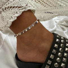 Tobillera multi corazones - plata 925 (cod 50) (24,5 cm + 3 de extensor)