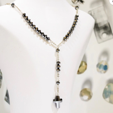 Rosario rondelle - cristal & plata 925 (cod 275)