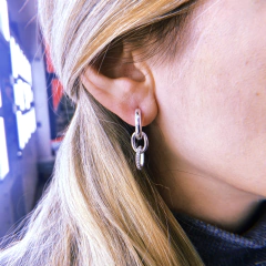 Argollas arandelas strass - acero blanco (cod 22)