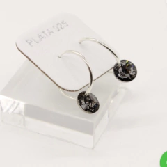 Argollas monedita pasante - cristal & plata 925 (12 colores) (cod 30) en internet