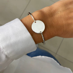 Esclava chapa redonda (60 mm) - plata 925 (cod 97) (se puede grabar con costo adicional)