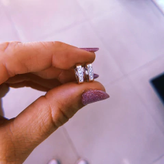 Mini argollitas strass (1 CM) - acero blanco (cod 12)