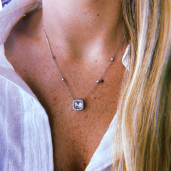 Collar cubic cuadrado - plata 925 (cod 70)