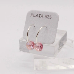 Argollas monedita pasante - cristal & plata 925 (12 colores) (cod 30) - Besame Romeo Joyeria