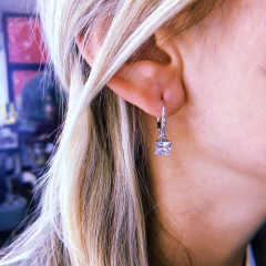 Aros cuadrado cubic colgante - plata 925 (cod 30)