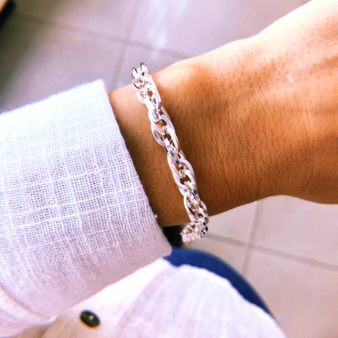 Pulsera espejada - acero blanco (cod 16)