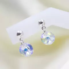 Aros moneda 8 mm - Cristal & Plata 925 (8 Colores) (Cod 25) - comprar online