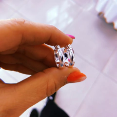 Argollas Cinta 1,5 cm - acero blanco (cod 9)