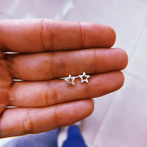 Aros estrella calada - plata 925 (cod 12)