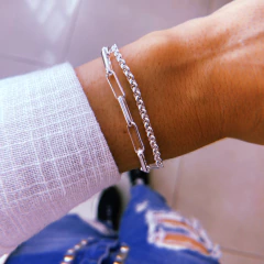 Pulsera doble - acero blanco (cod 18)
