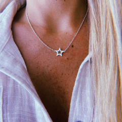 Cadena estrella - acero blanco (40 cm + 5 cm de extensor) (cod 14)