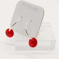 Imagen de Argollas monedita pasante - cristal & plata 925 (12 colores) (cod 30)