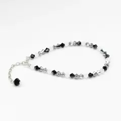 Pulsera sinbol 4 mm combinada negra - Cristal & Plata 925 (Cod 51)