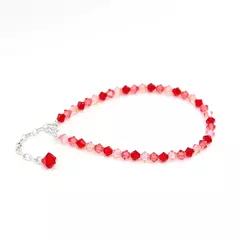 Pulsera sinbol 4 mm combinada roja 2x - Cristal & Plata 925 (Cod 51)