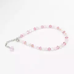 Pulsera sinbol 4 mm combinada rose water opal shimmer 2x - Cristal & Plata 925 (Cod 51)