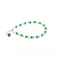 Pulsera sinbol 4 mm combinada verde - Cristal & Plata 925 (Cod 51)