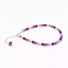 Pulsera sinbol 4 mm combinada violet shimmer 2x - Cristal & Plata 925 (Cod 51)