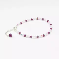 Pulsera sinbol 4 mm combinada violeta opal - Cristal & Plata 925 (Cod 51)