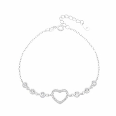 Pulsera corazon calado y cubics - plata 925 (cod 38) (17 cm + 3 cm de extensor) - comprar online