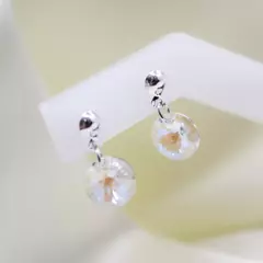 Aros moneda 8 mm - Cristal & Plata 925 (8 Colores) (Cod 25)