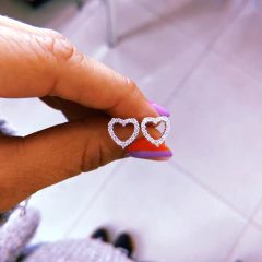 Aros corazon calado cubic (1 cm) - plata 925 (cod 24)