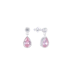 Aros gota rosa - plata 925 (cod 37)