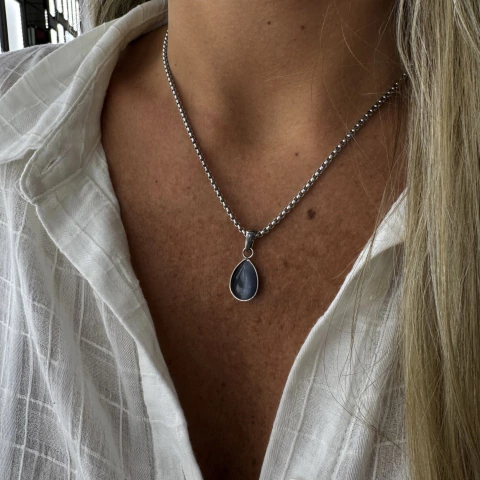 Cadena & lágrima gris - acero quirúrgico (cod 25) - comprar online