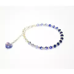 Pulseras Conbol 4 mm degrade azules - Cristal & Plata 925 (Cod 51)