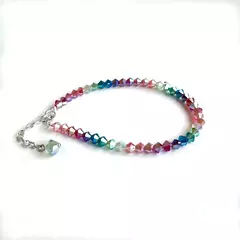 Pulsera sinbol 4 mm - erica 2x - Cristal & Plata 925 (Cod 51)