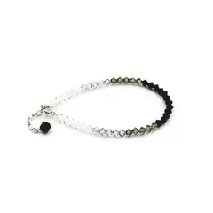 Pulsera sinbol 4 mm - degrade negro - Cristal & Plata 925 (Cod 44)