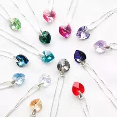 Cadena veneciana + corazon chico 10 mm - Cristal & plata 925 (17 colores)