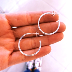 Semi argollas clásicas (2,8 cm) - acero blanco (cod 10)