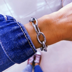 Pulsera eslabón trabajado - acero quirúrgico (cod 24)